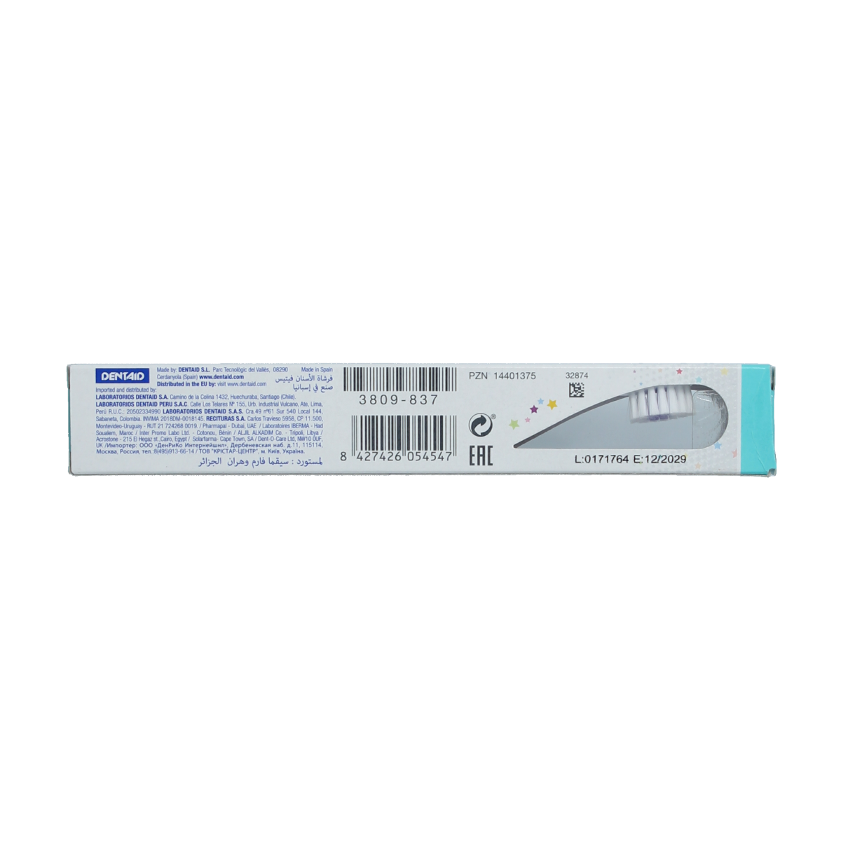 Vitis Baby tandenborstel with soft bristles and small handle, designed for gentle cleaning of infants' teeth.
