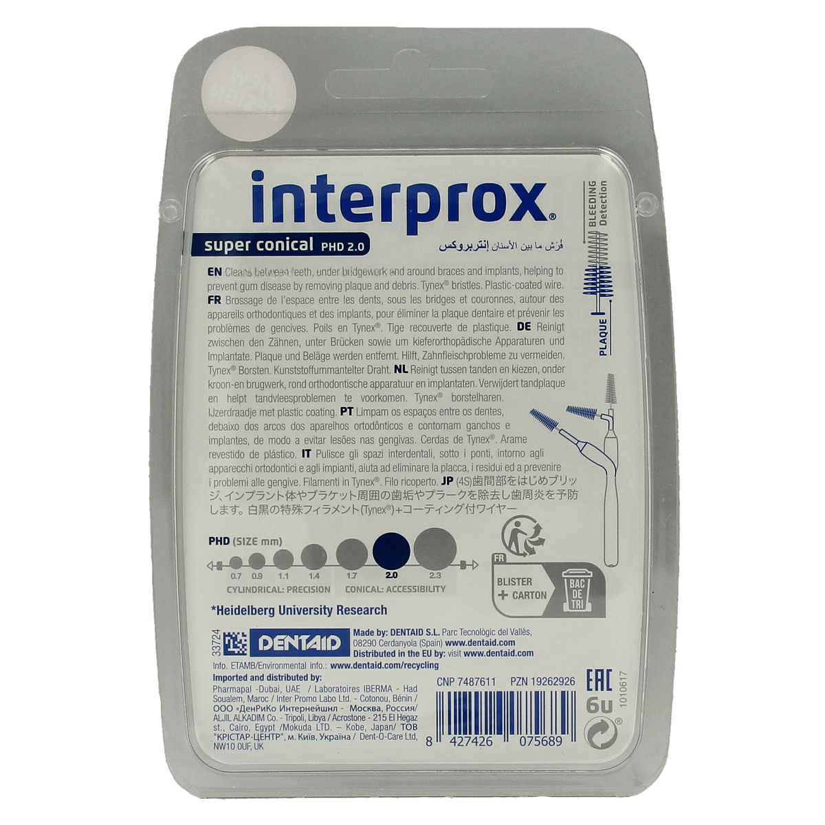 Interprox Super Ragers conical donker blauw, 6.00 mm, tandenstokers and ragers for dental cleaning, shown in blue.
