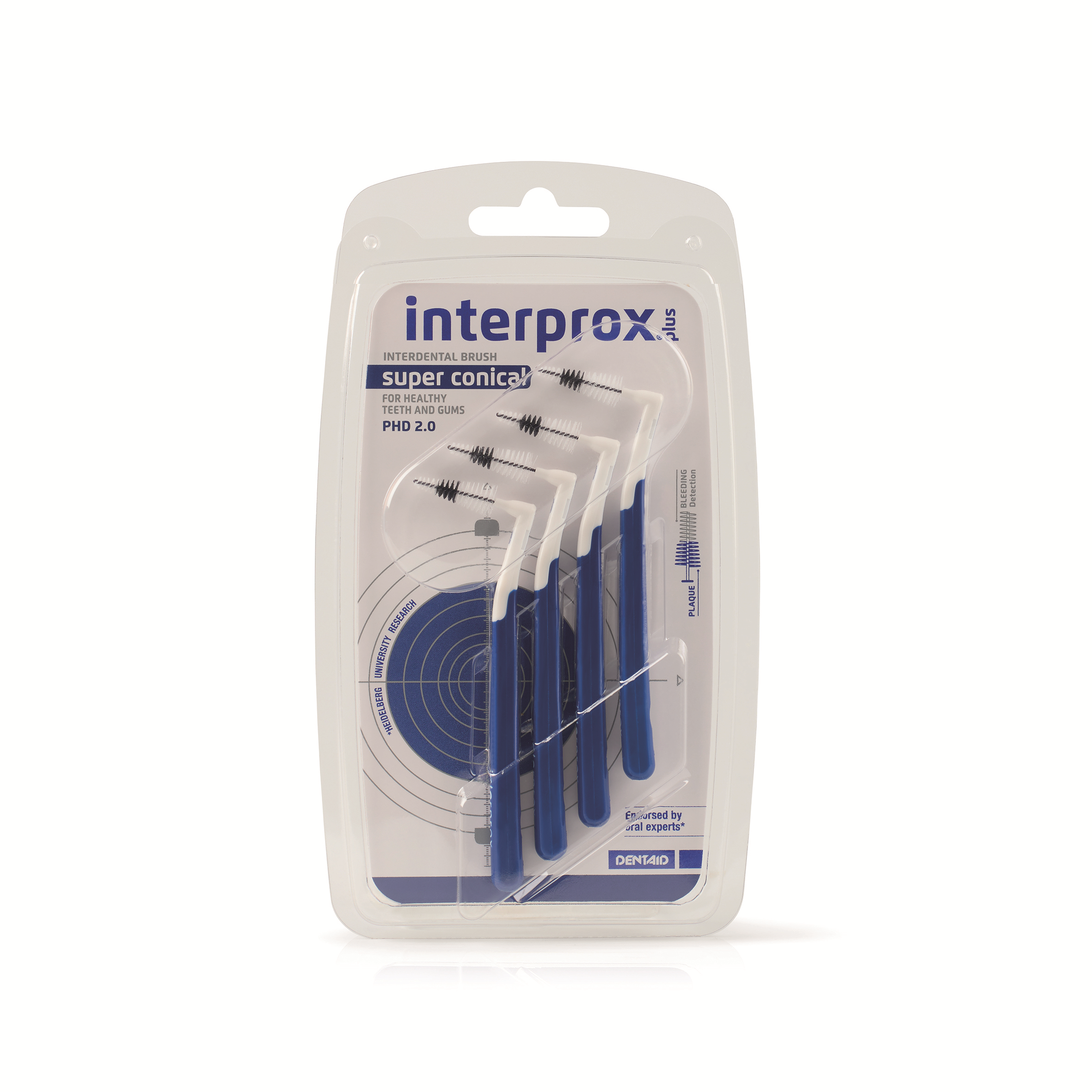 Interprox Plus super conical donker blauw ragers, 4.00 mm, for cleaning between teeth and maintaining oral hygiene.