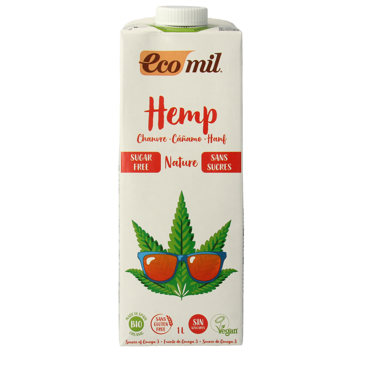 Ecomil organic hemp drink in a 1-liter bottle, natural and plant-based, from the Ecomil drink and juice collection.