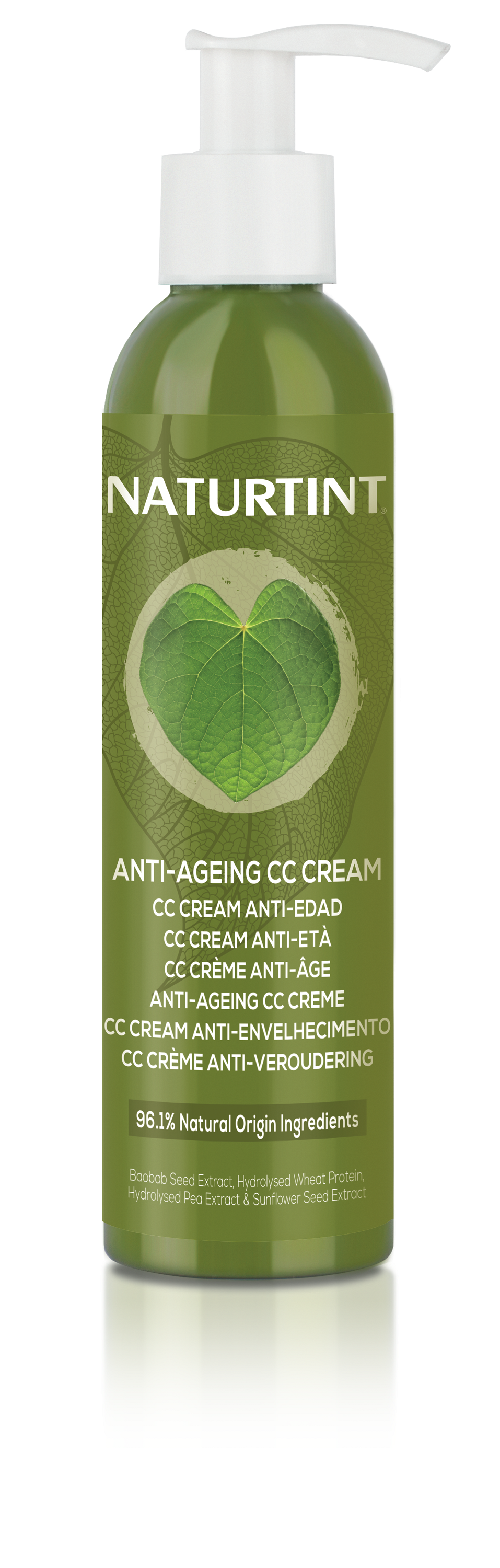 Naturtint CC cream anti-aging facial skincare tube, 200ml, with natural ingredients for youthful skin.