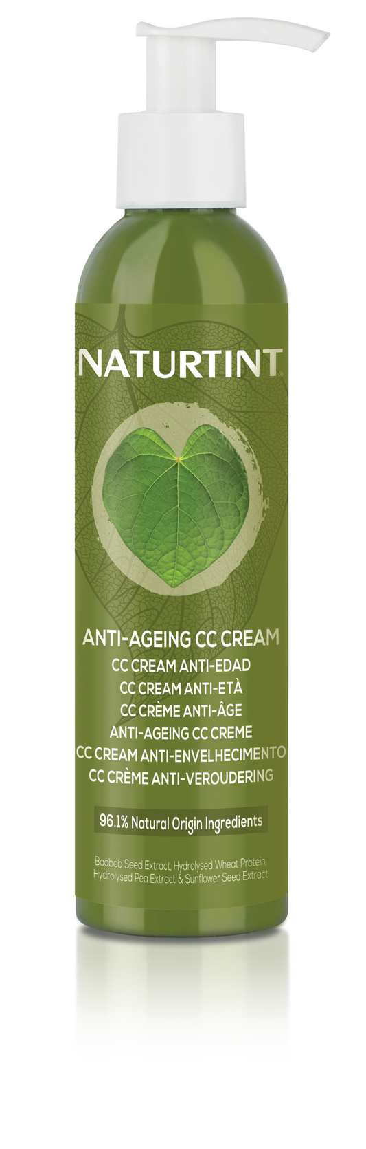 Naturtint CC cream anti-aging facial skincare tube, 200ml, with natural ingredients for youthful skin.