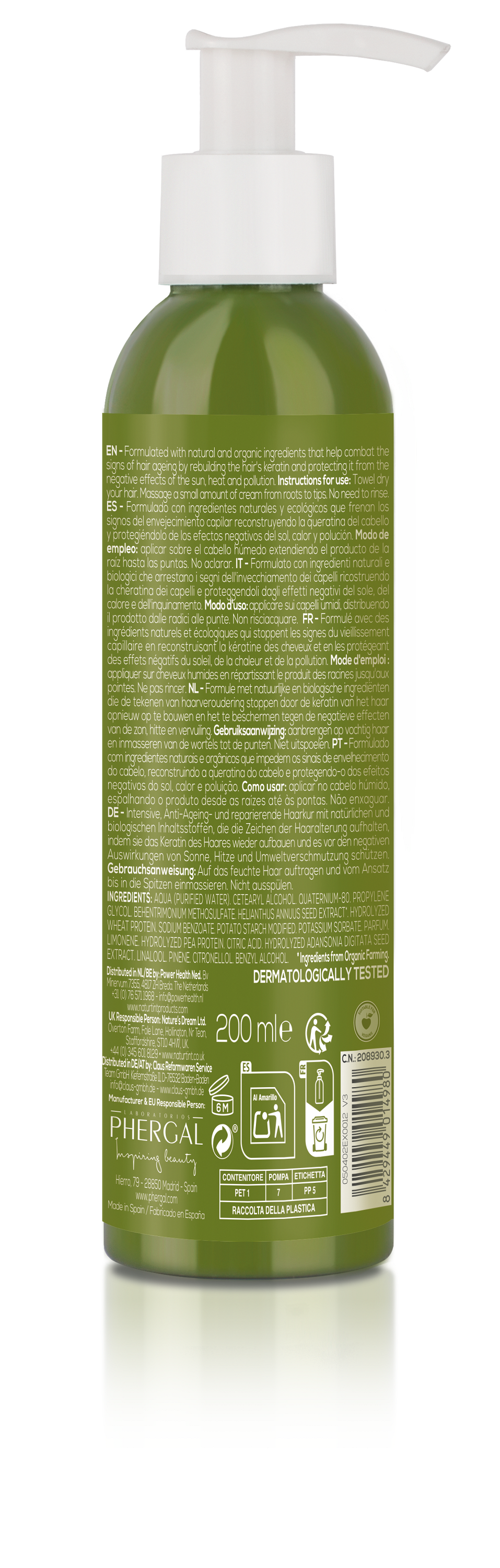 Naturtint CC cream anti-aging face cream in 200ml tube, hydrating and rejuvenating skincare for a natural glow.
