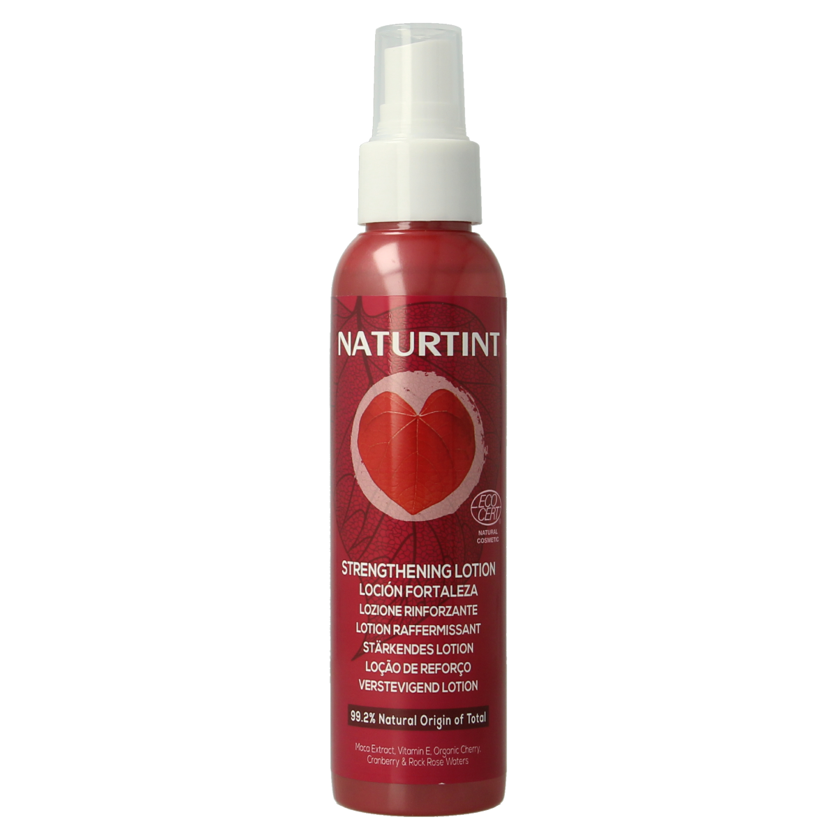 Naturtint Verstevigende lotion for hair care, 125ml, natural hair strengthening treatment in a white bottle with blue cap