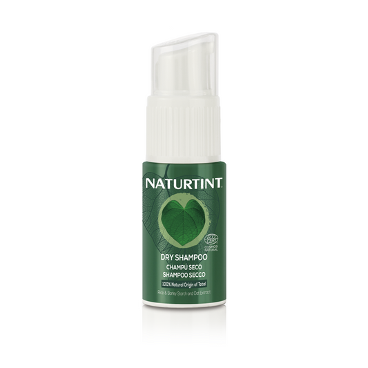 Naturtint dry shampoo eco 20g, hair care product in a small spray bottle, suitable for refreshing hair between washes.