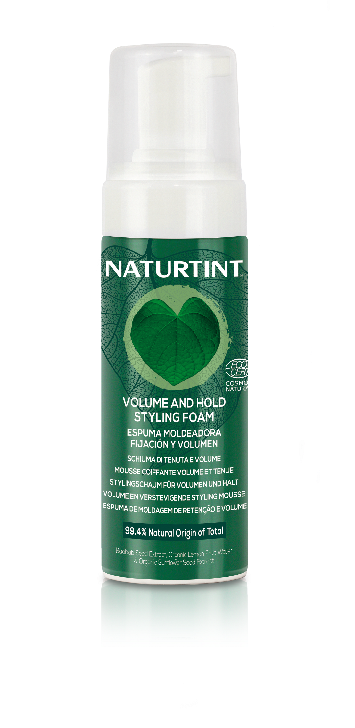 Naturtint styling foam for volume and hold, eco-friendly hair styling product in a 125ml bottle, natural hair care by Naturtint.