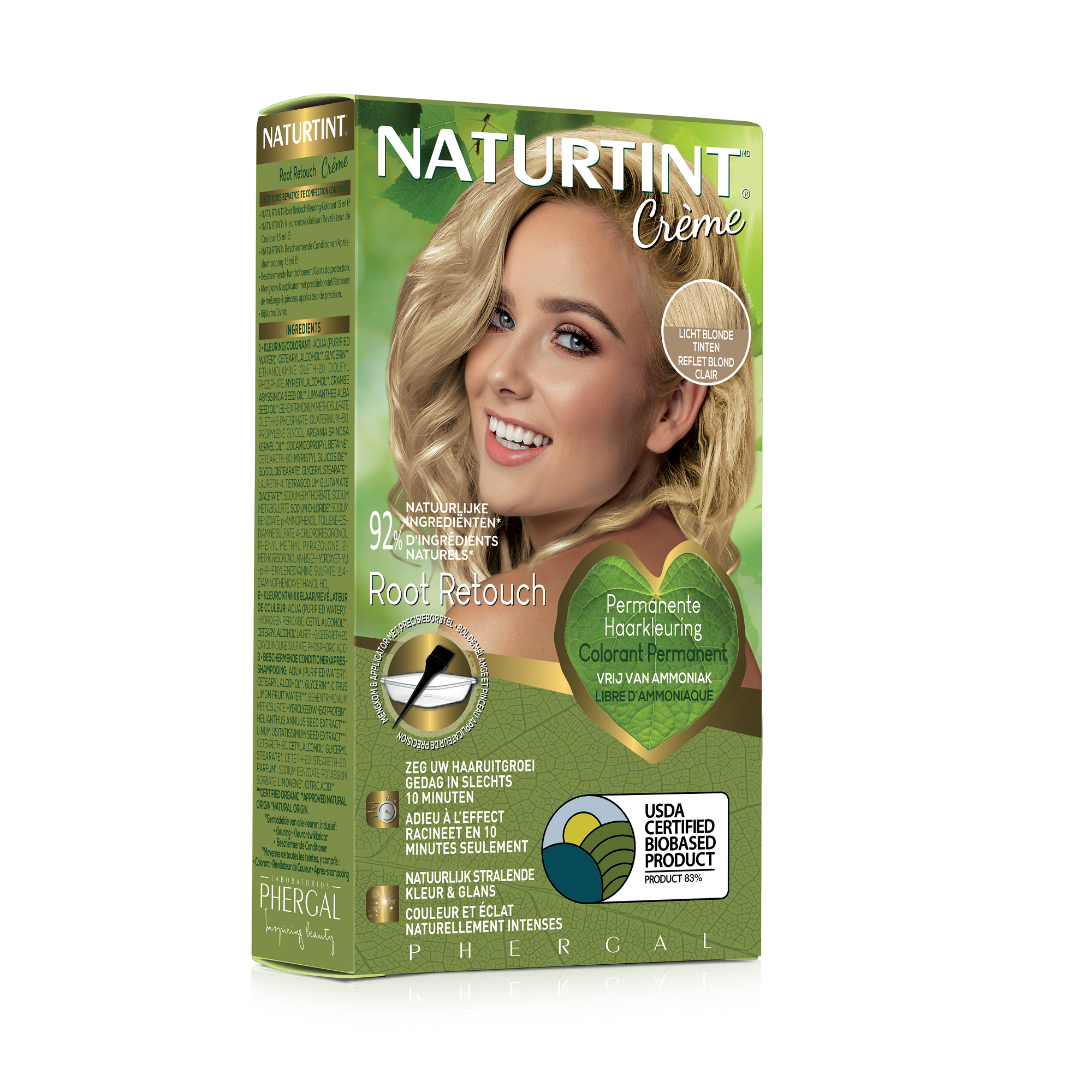 Naturtint Root Retouch Light Blonde hair coloring tube, 45ml, natural hair dye for root touch-ups