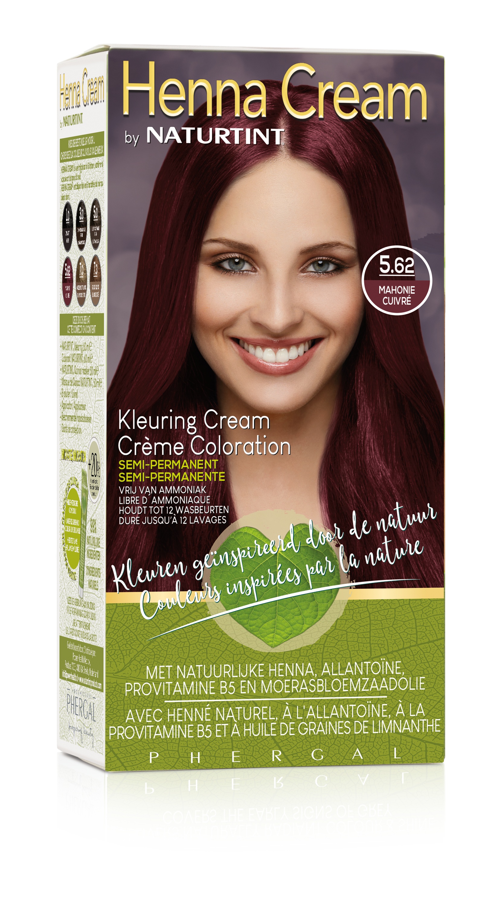 Naturtint Henna Cream 5.62 Mahogany Hair Dye in 110ml, natural hair coloring product with rich mahogany shade