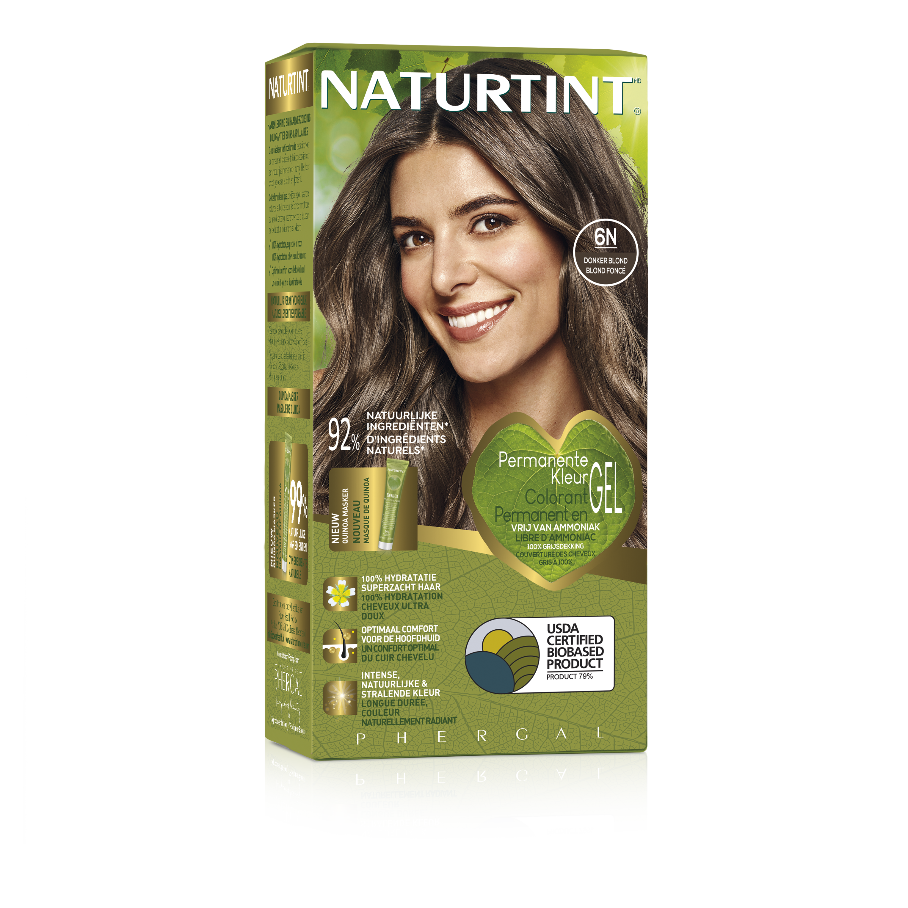 Naturtint 6N Dark Blonde hair coloring cream in 170ml bottle, showing the Naturtint hair dye product with packaging details.