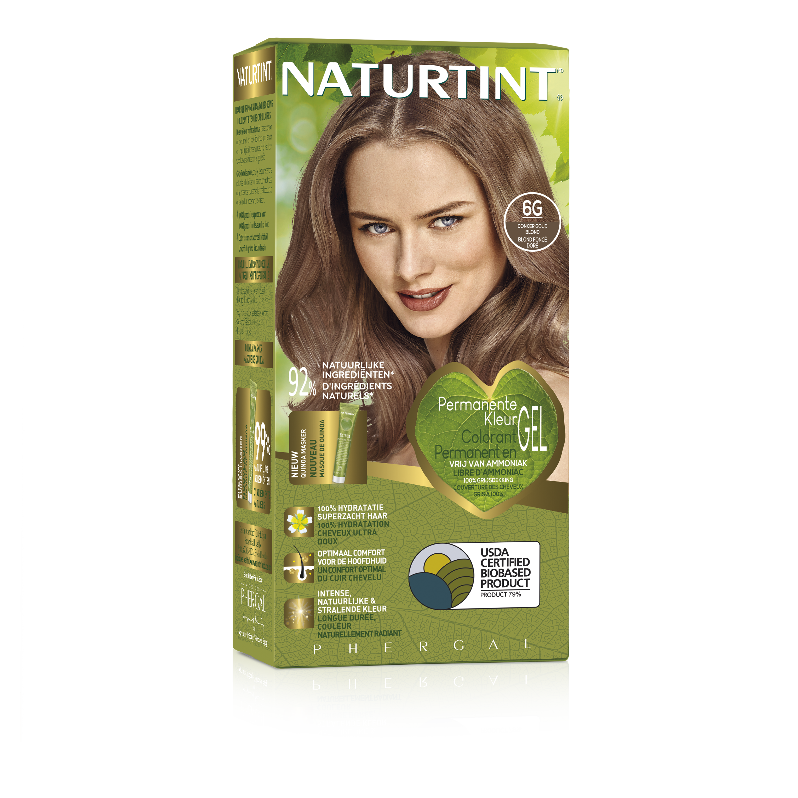 Naturtint 6G dark golden blonde hair coloring tube, 170ml, showing the product packaging and branding.
