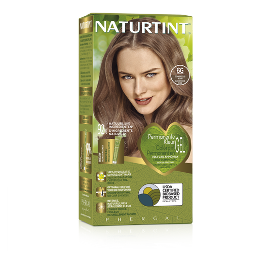 Naturtint 6G dark golden blonde hair coloring tube, 170ml, showing the product packaging and branding.