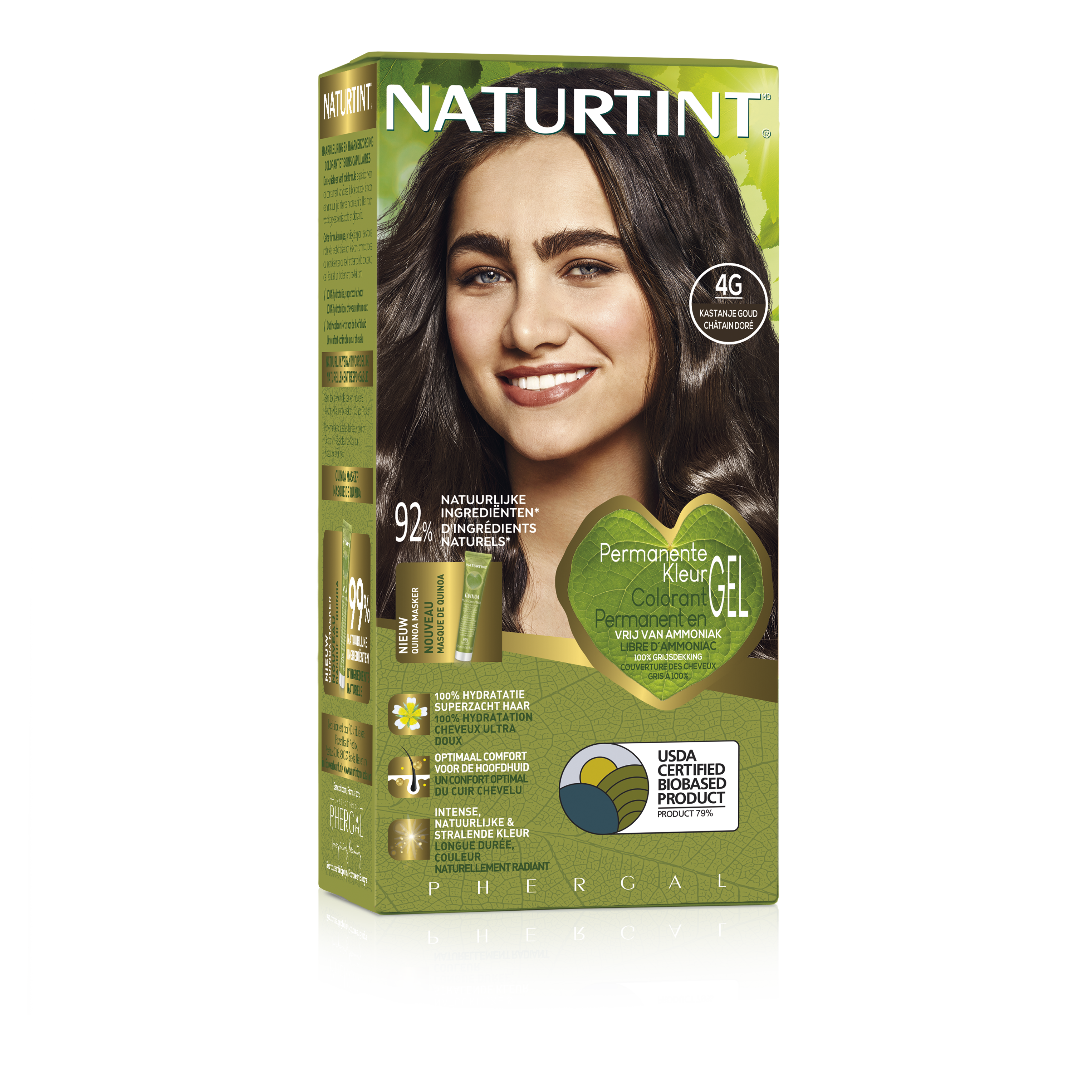 Naturtint 4G Kastanje Goud hair coloring cream in 170ml tube, natural brown with golden tones, for salon-quality hair color.