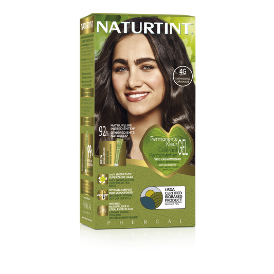 Naturtint 4G Kastanje Goud hair coloring cream in 170ml tube, natural brown with golden tones, for salon-quality hair color.
