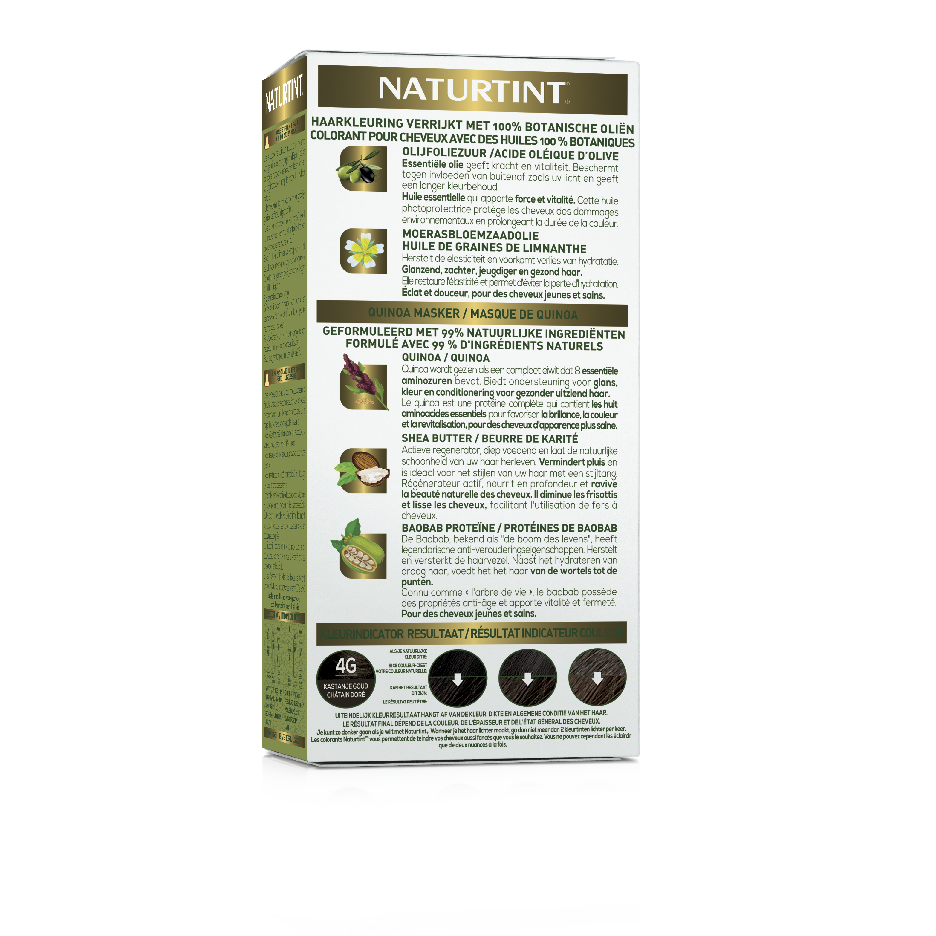 Naturtint 4G Kastanje Goud hair coloring cream in 170ml tube, natural hair dye for rich brunette and golden tones