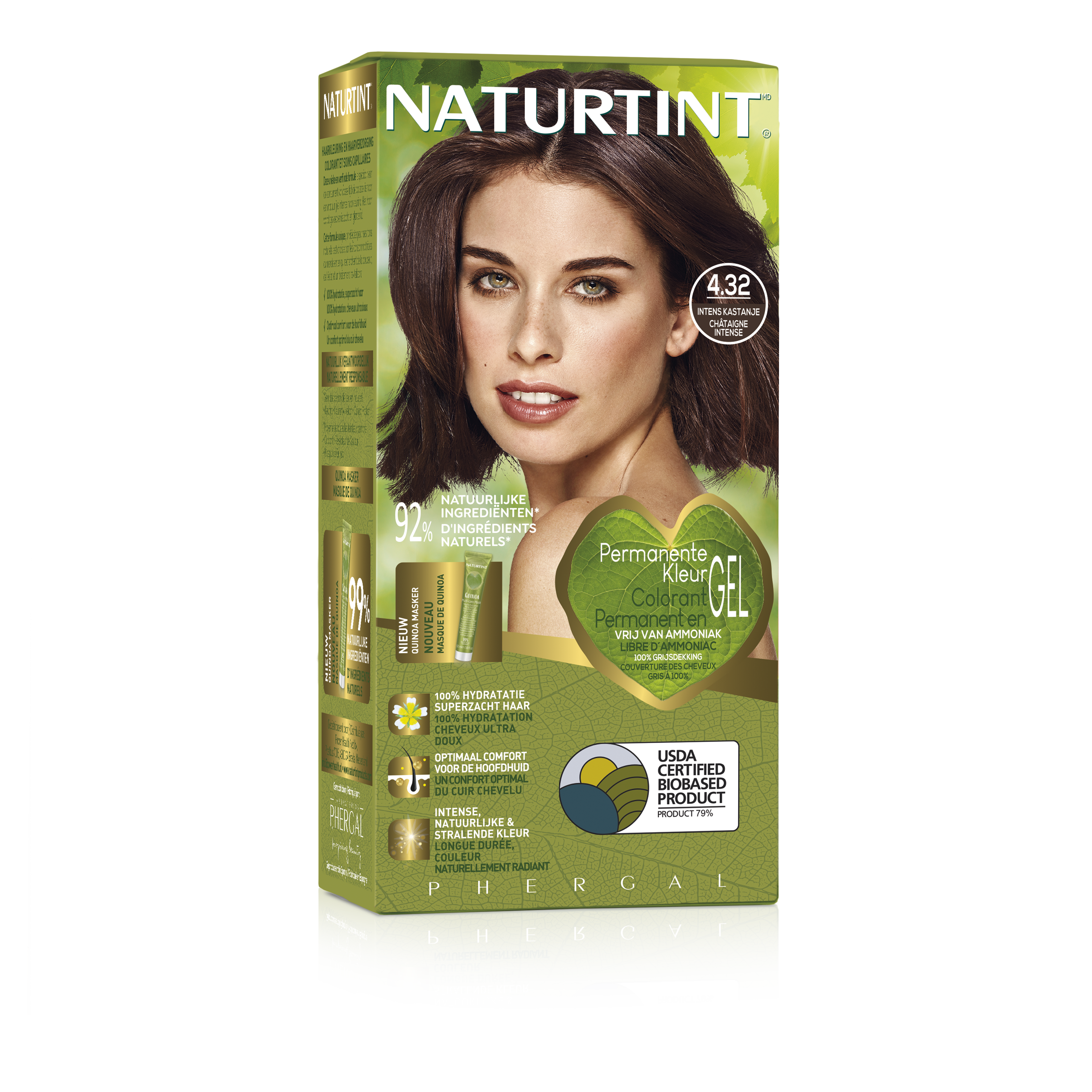 Naturtint Intens kastanje hair coloring cream in 170ml bottle, natural brunette hair dye by Naturtint.