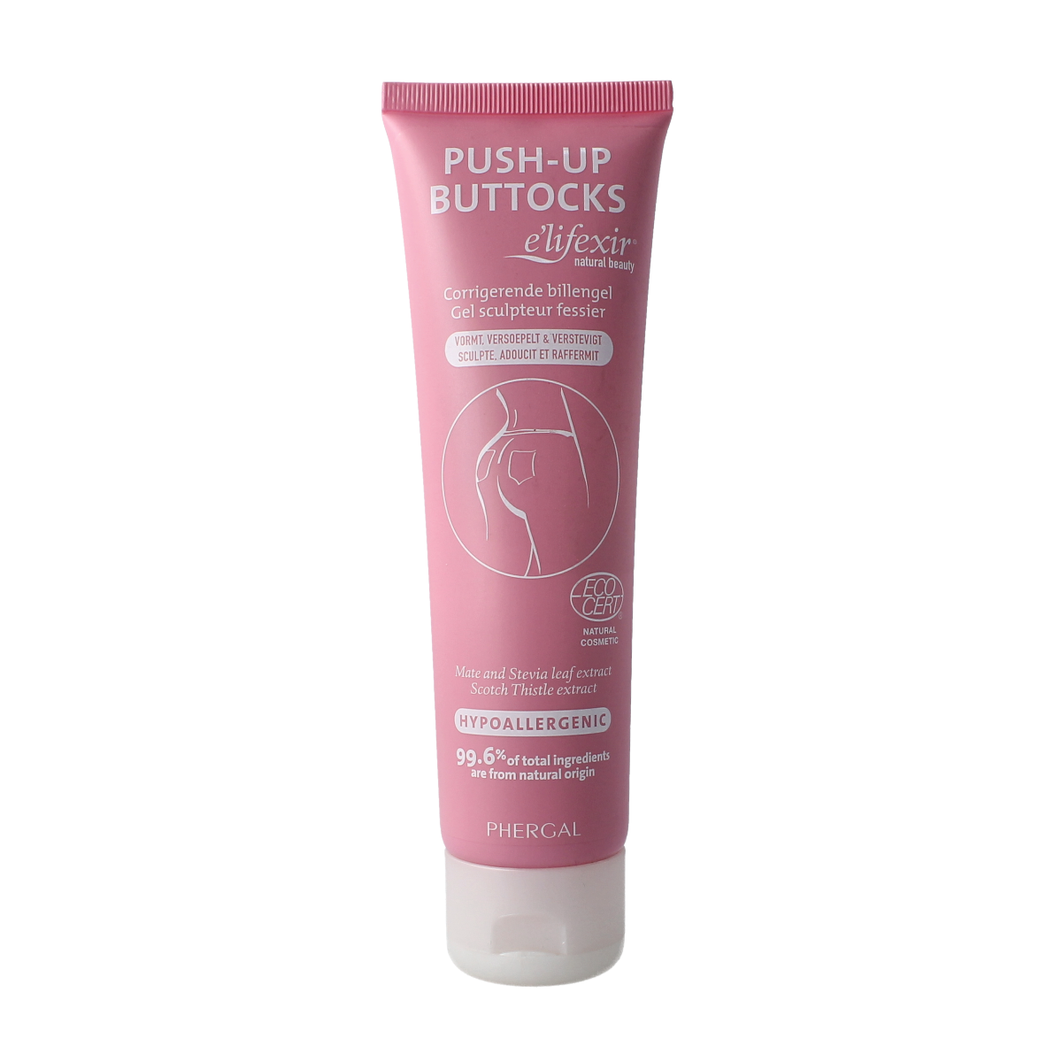 E Lifexir push-up buttocks cream in 150ml bottle, a body care product designed to enhance and firm the buttocks area.