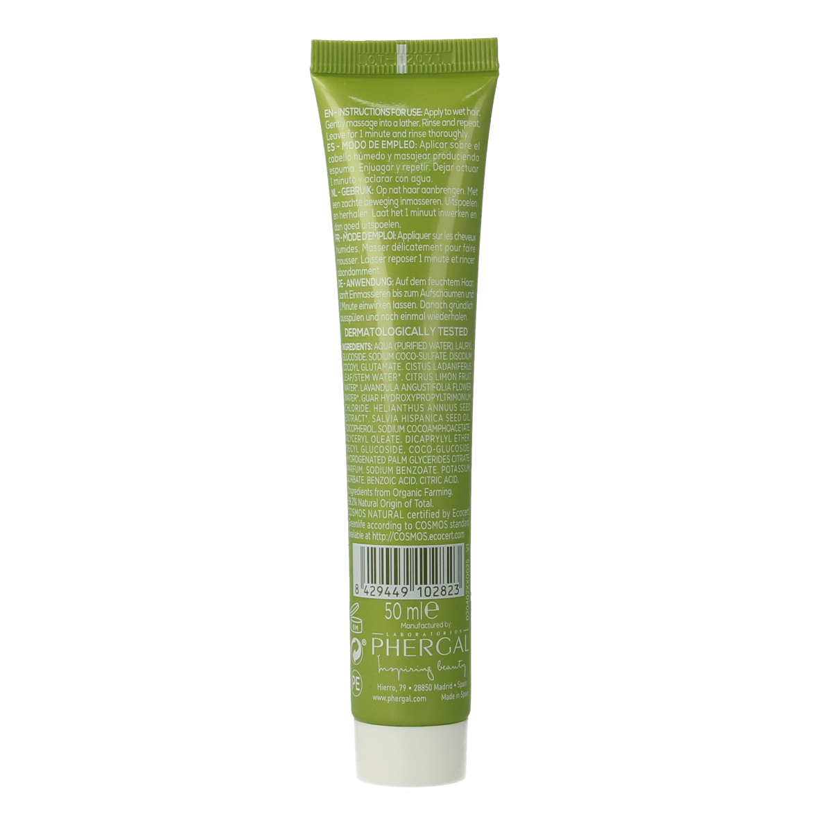 Mini Naturtint shampoo bottle, 50ml, natural hair care product in a white and green packaging for gentle cleansing.