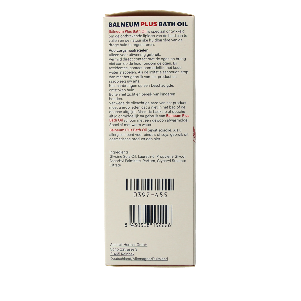 Balneum Plus bath and shower oil bottle, 200ml, in clear packaging with product label and branding visible.