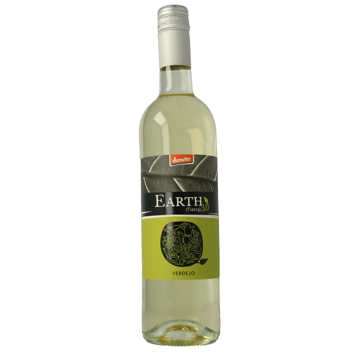 Parra Jimenez Earth 3.0 Verjedo Bio wine, 750ml, in a clear bottle with a natural cork stopper, showcasing a rich amber color.