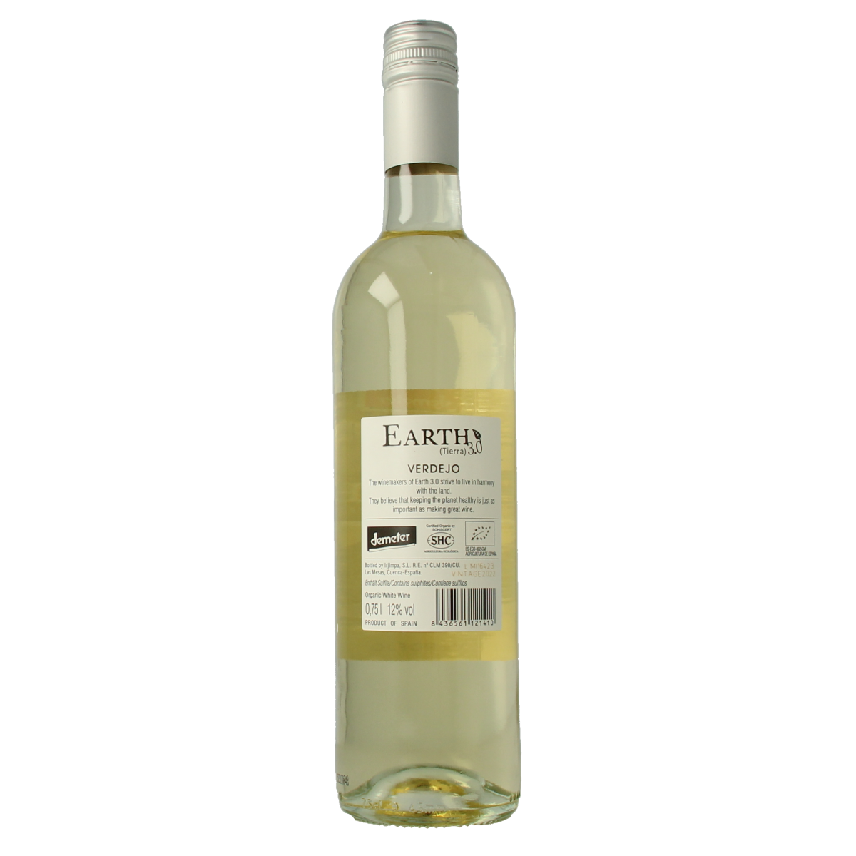 Parra Jimenez Earth 3.0 Verdejo bio wine in 750ml bottle, natural wine and beer product with eco-friendly branding.