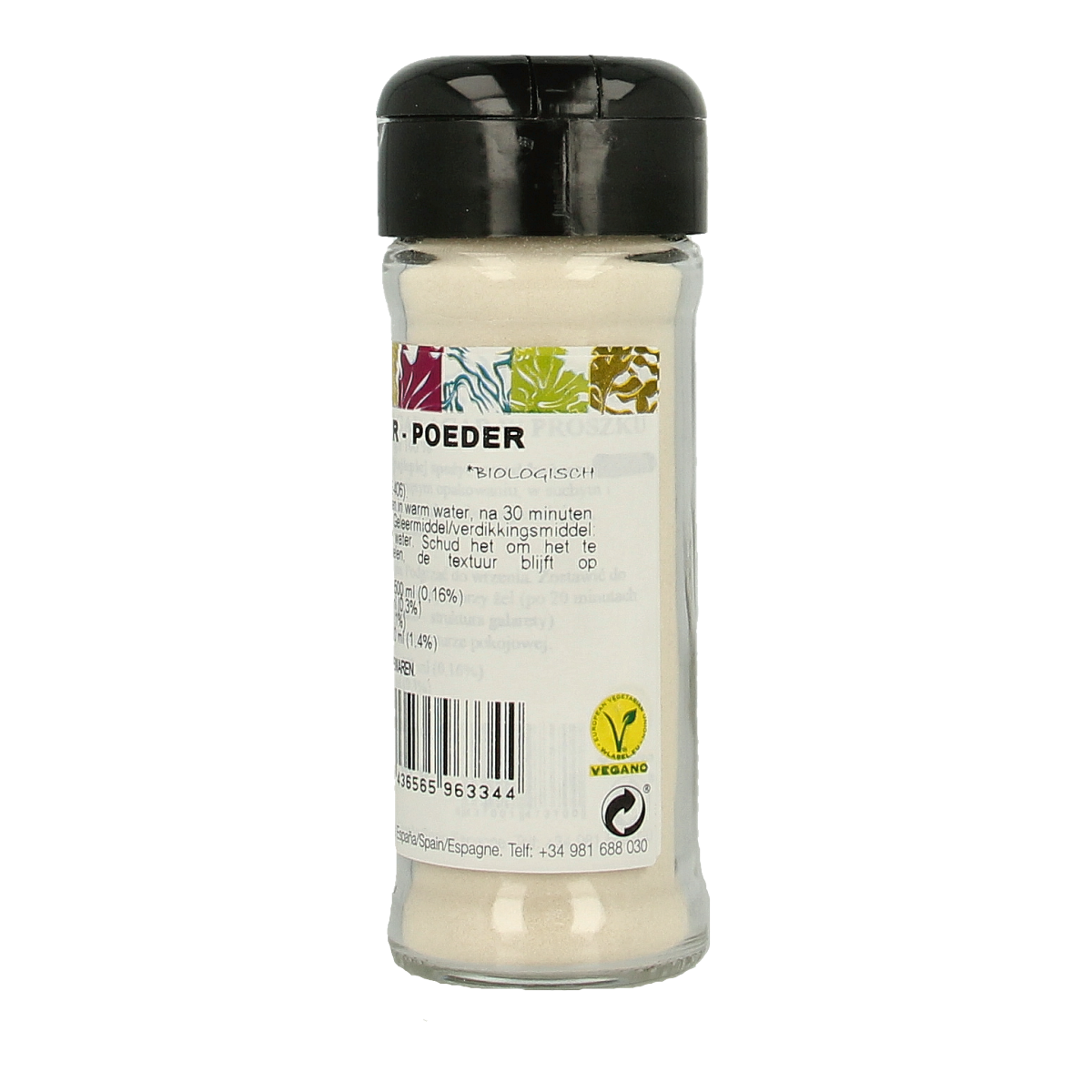 Porto-Muinos bio agar agar powder in a 50g package, used as a natural thickening agent in baking and cooking.