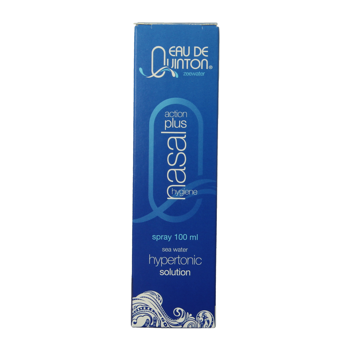 Quinton Nasal Action Plus spray bottle showing 100ml of nasal spray for nasal care and inhalation therapy by Quinton