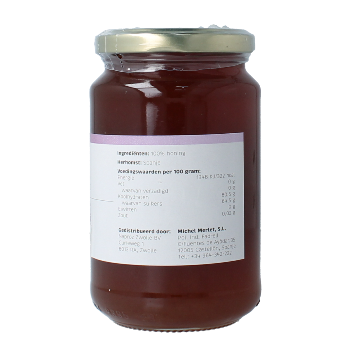 Michel Merlet Heide Honing bio 500g, natural honing product with a textured surface and packaging label visible.