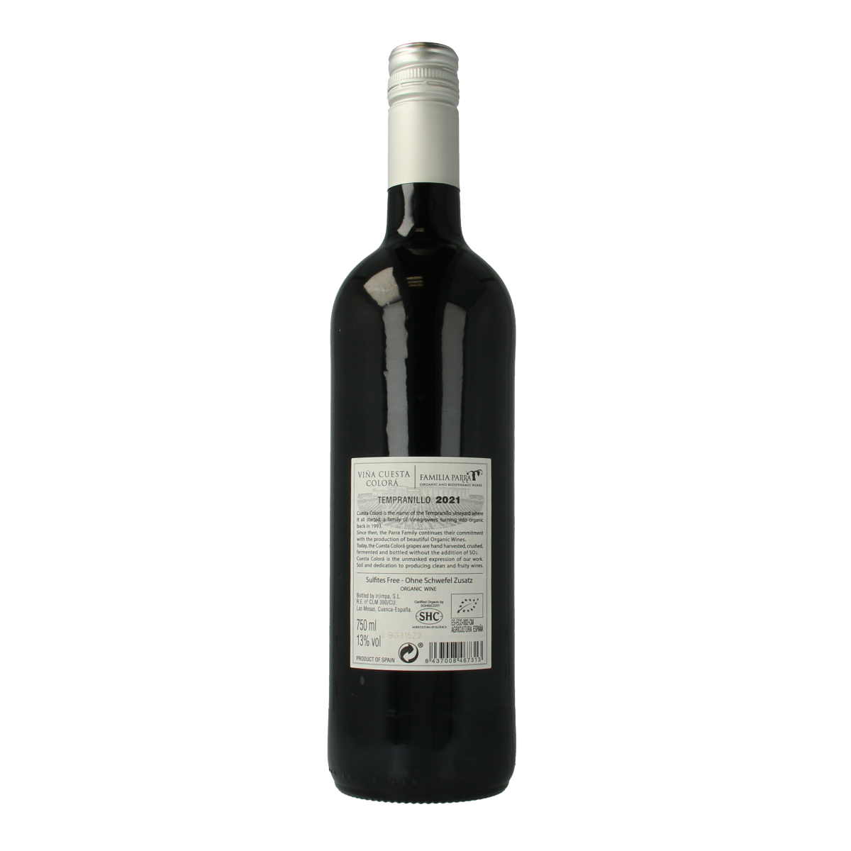 Parra Jimenez Vina Cuesta Colora Rood bio, 750ml bottle of natural wine from the Dranken en Sappen collection.