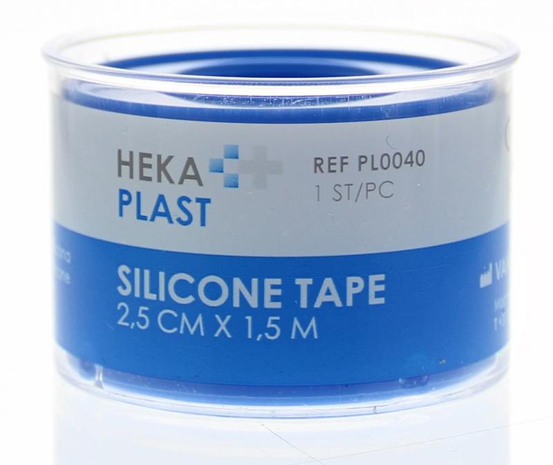Hekaplast silicone tape ring, 1.5m x 2.5cm, flexible medical tape for sealing and wound care, shown in the image.
