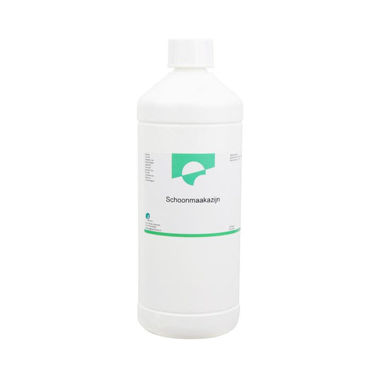 Orphi Schoonmaakazijn 1 liter bottle with white label and blue cap, ideal for cleaning and household use.