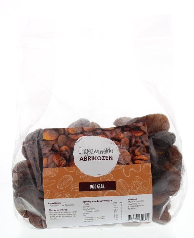 MijnNatuurwinkel abrikozen ongezwaveld in 1 kg bag, fresh organic fruit with vibrant orange color, ideal for snacking and cooking.