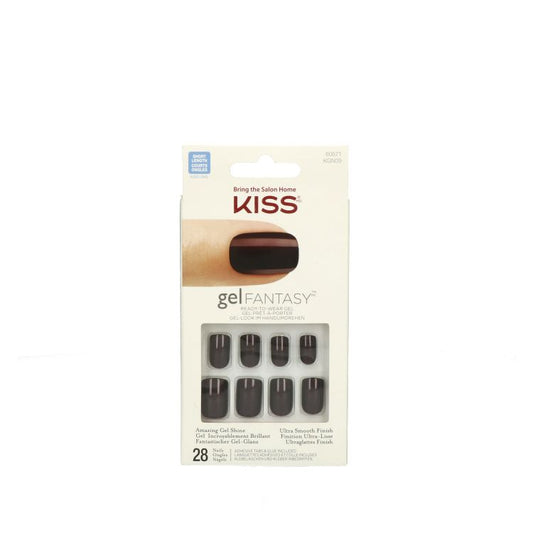 Kiss Gel Fantasy Ab Fab nails set with glossy, colorful false nails designed for a stylish make-up look.
