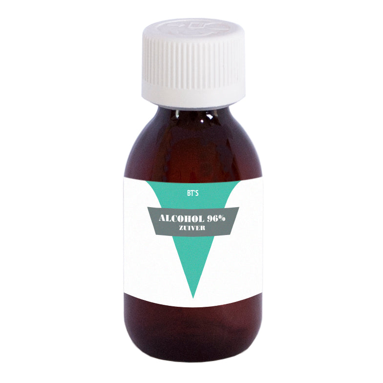 BT'S 96% pure alcohol disinfectant in a 120ml bottle, suitable for sanitizing and cleaning surfaces.