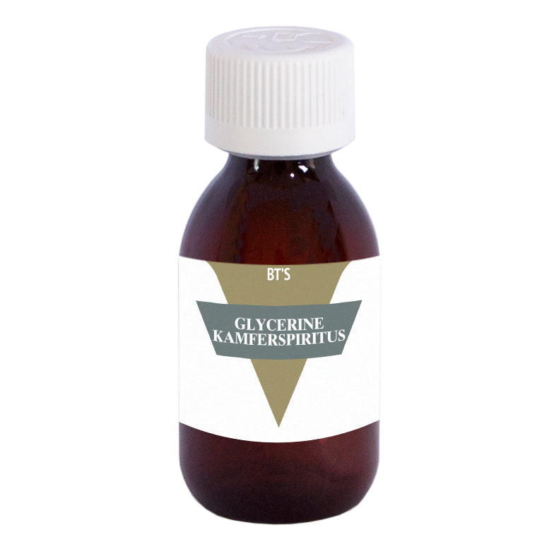 BT'S Glycerine Kamferspiritus foot care bottle with 120ml for soothing and moisturizing feet.