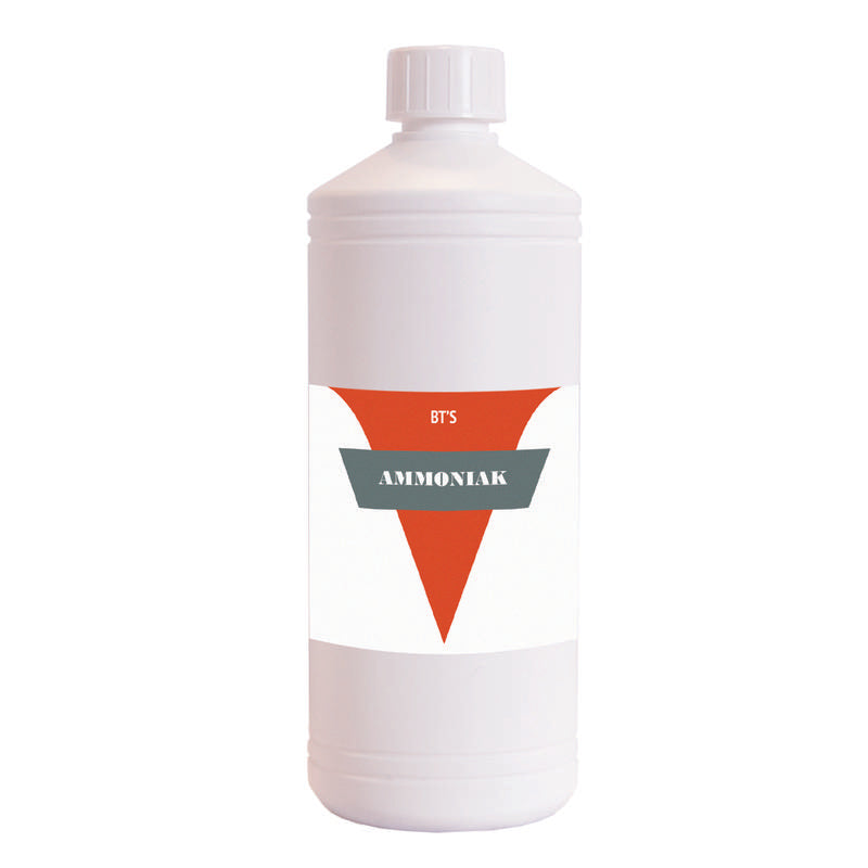 BT'S Ammoniak 5% cleaning solution in a 1-liter bottle, used for household and industrial cleaning tasks.