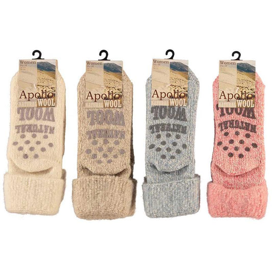 Apollo Slofsok dames anti-slip licht grey socks, size 35-38, showing soft fabric and grip soles for comfortable wear.