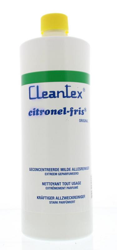 Cleantex Citronel fris cleaning product bottle, 1 liter, a citrus-scented household cleaner in a clear plastic container.