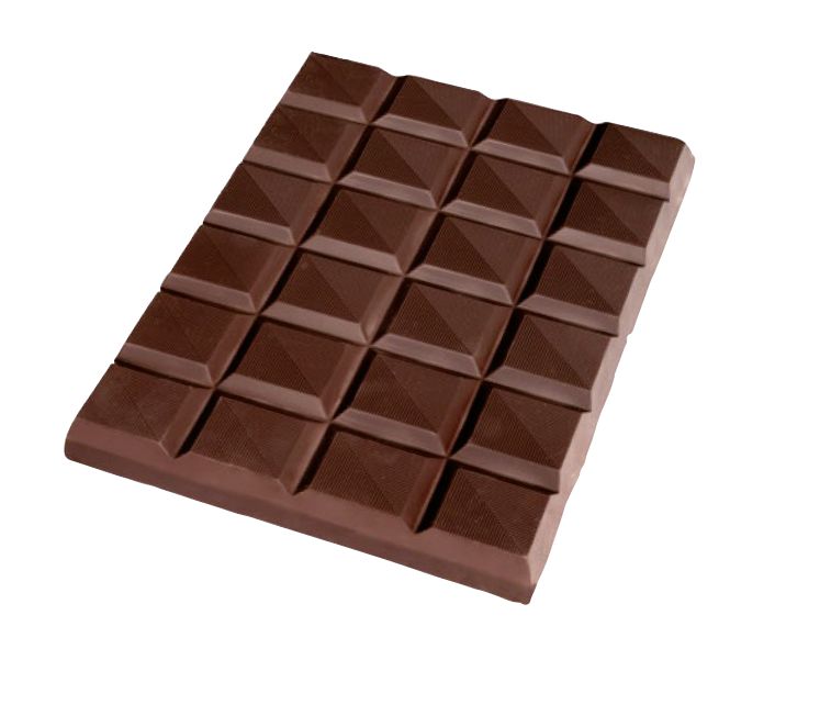 Vivani bio dark couverture chocolate bar, 2500 grams, showing smooth, rich chocolate blocks with packaging in the background.