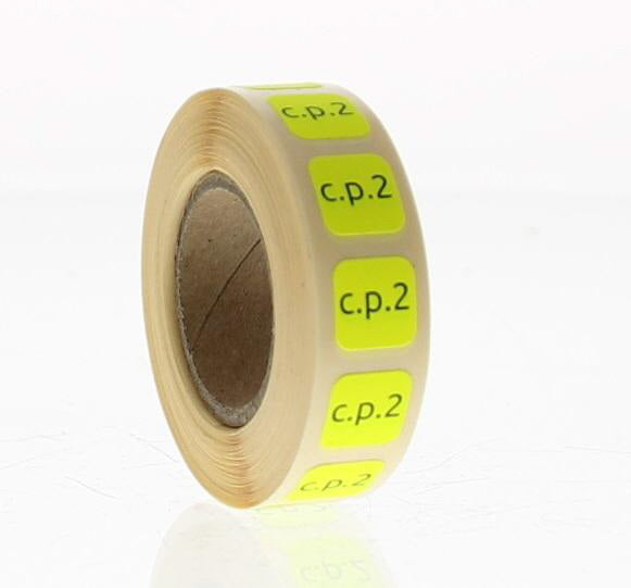 Brocacef etiketten controle vooraaf strooketiket controle voor 2.750 stuks, close-up of the labels on a roll.