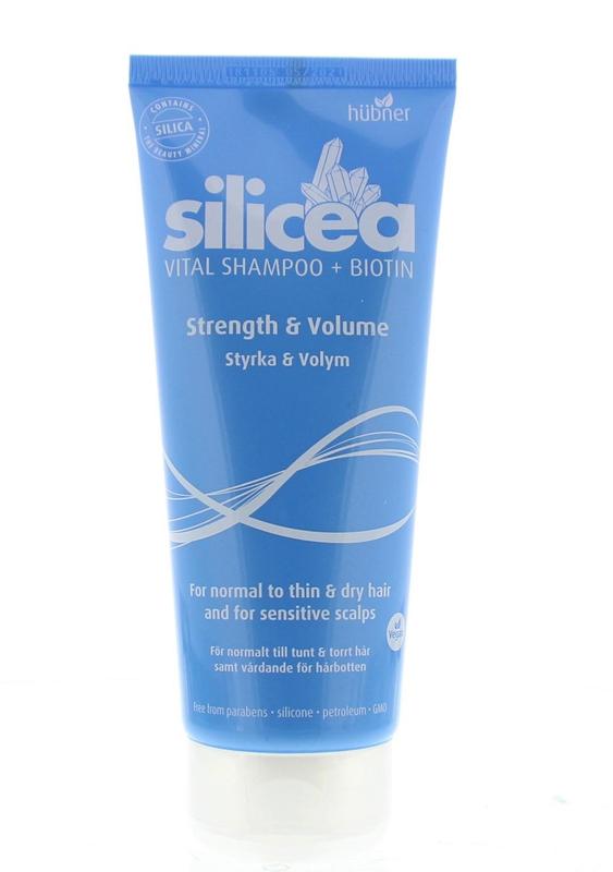 Hubner Silicea Vital Shampoo with Biotine, 200ml, nourishing hair care product with natural ingredients for healthy hair.