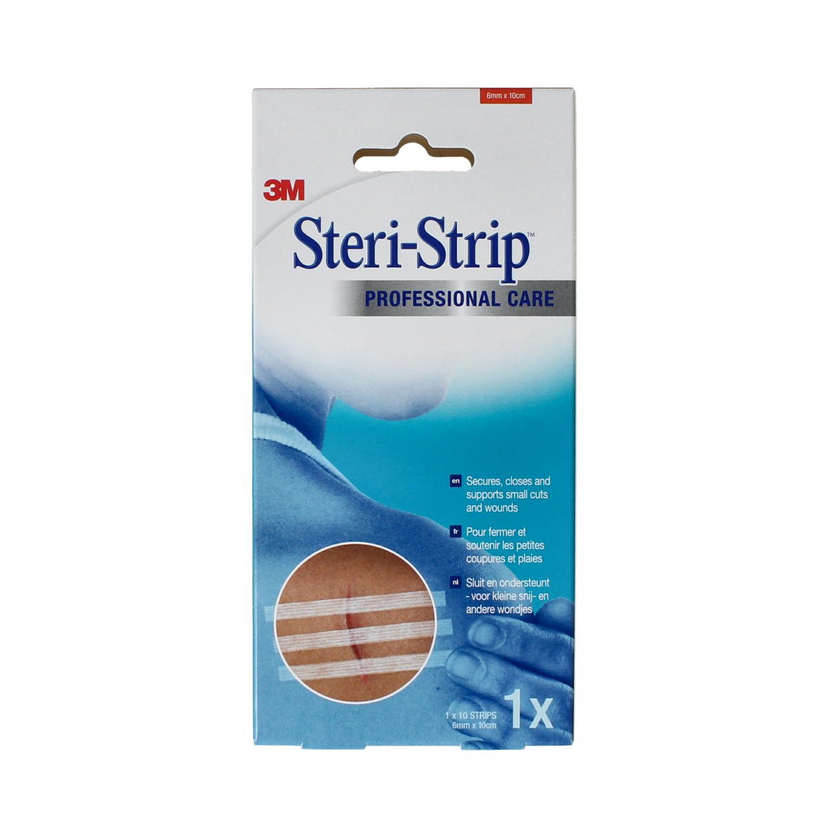 3M Steri-Strips adhesive wound closures, 10 x 6mm, pack of 10, for small cuts and skin injuries.