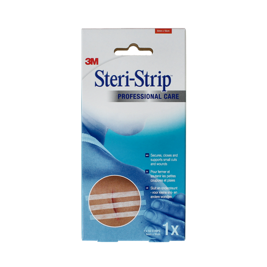 3M Steri-Strips adhesive wound closures, 10 x 6mm, pack of 10, for small cuts and skin injuries.