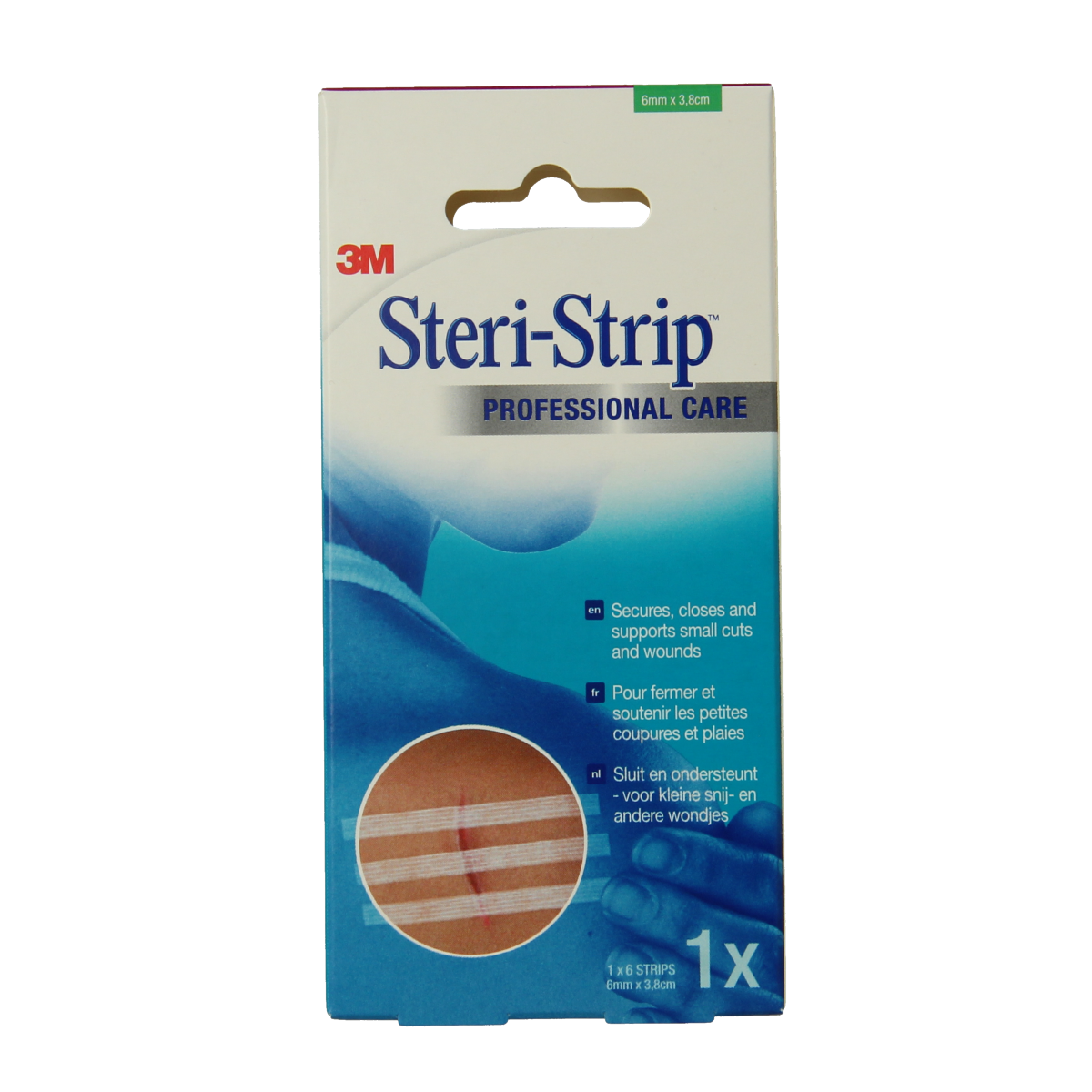 3M Steri-Strip hecht 6x38mm adhesive wound closures, 6-pack of medical tape strips for skin protection and wound support