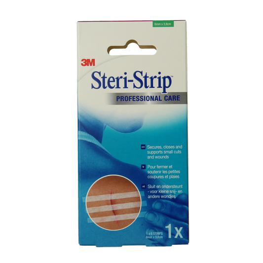 3M Steri-Strip hecht 6x38mm adhesive wound closures, 6-pack of medical tape strips for skin protection and wound support