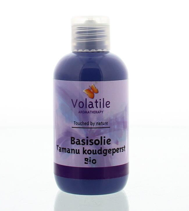 Volatile Tamanu koud geperst lichaamsverzorgingsolie in 50ml fles, featuring a dark glass container with a dropper cap.