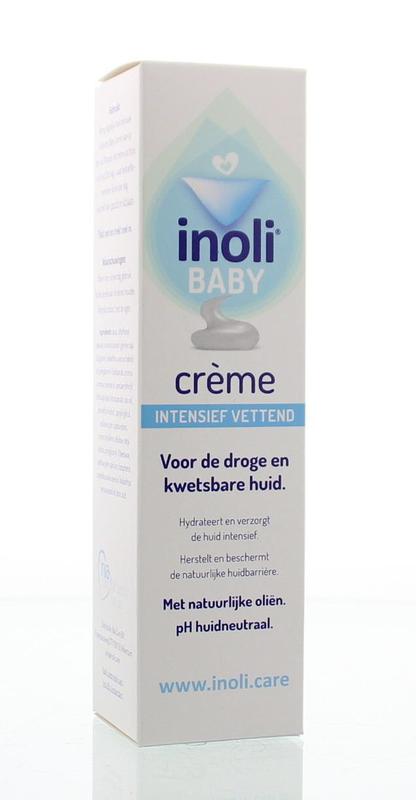Inoli Baby creme intensief vettend in 75ml container, suitable for diaper rash care and skin soothing.