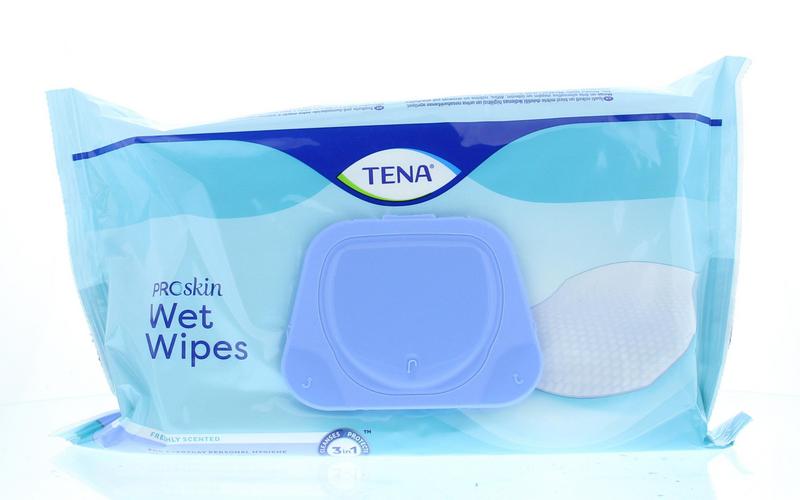 Tena Wetwipe pack with 48 disposable body wipes, soft and gentle for personal hygiene and skincare.