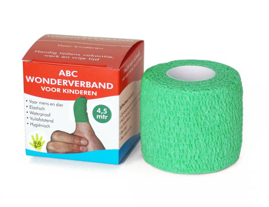 Green ABC Wondverband Wonderverband children’s quick bandage, 1 piece, suitable for wound dressing and first aid.