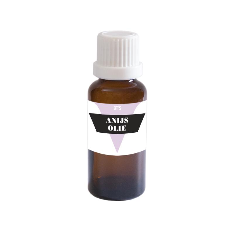BT'S Anijs olie 25ml bottle of aromatic anise essential oil with a clear glass container and labeled cap.