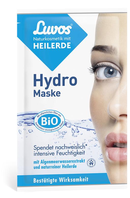 Luvos hydro crememasker for facial care, two 7.5ml tubes in a natural skincare product display.